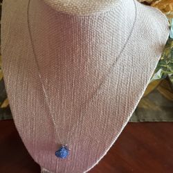 Blue Kiss On Silver Chain