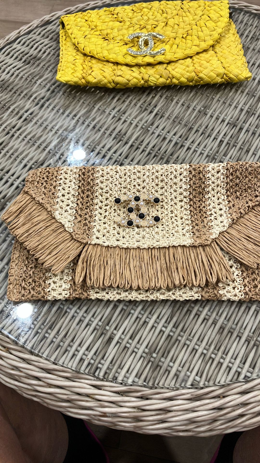 CC STRAW CLUTCH BAG
