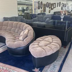 Curved Sectional Sofa With Ottoman 