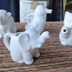 Vintage Bone China Tiny White  Animal Creamers