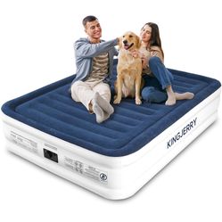Queen Air Mattress with Built-in Pump, 18" Raised Comfort Inflatable Mattress, Upgraded Dual-Layer Leakproof Blow up Mattress, 800 lbs Max, 3-Min Infl