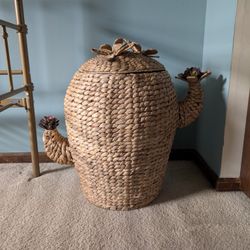Large Cactus Seagrass Storage Bin with Lid