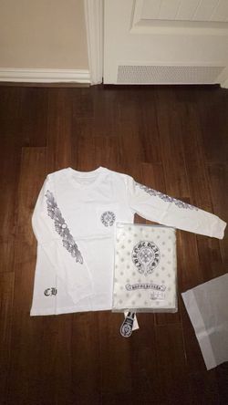 White Chrome Heart Long Sleeve T Shirt