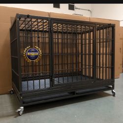Dog Cage Kennel Size 48”XL With Grid Trays And Feeding Bowls New In Box 📦 