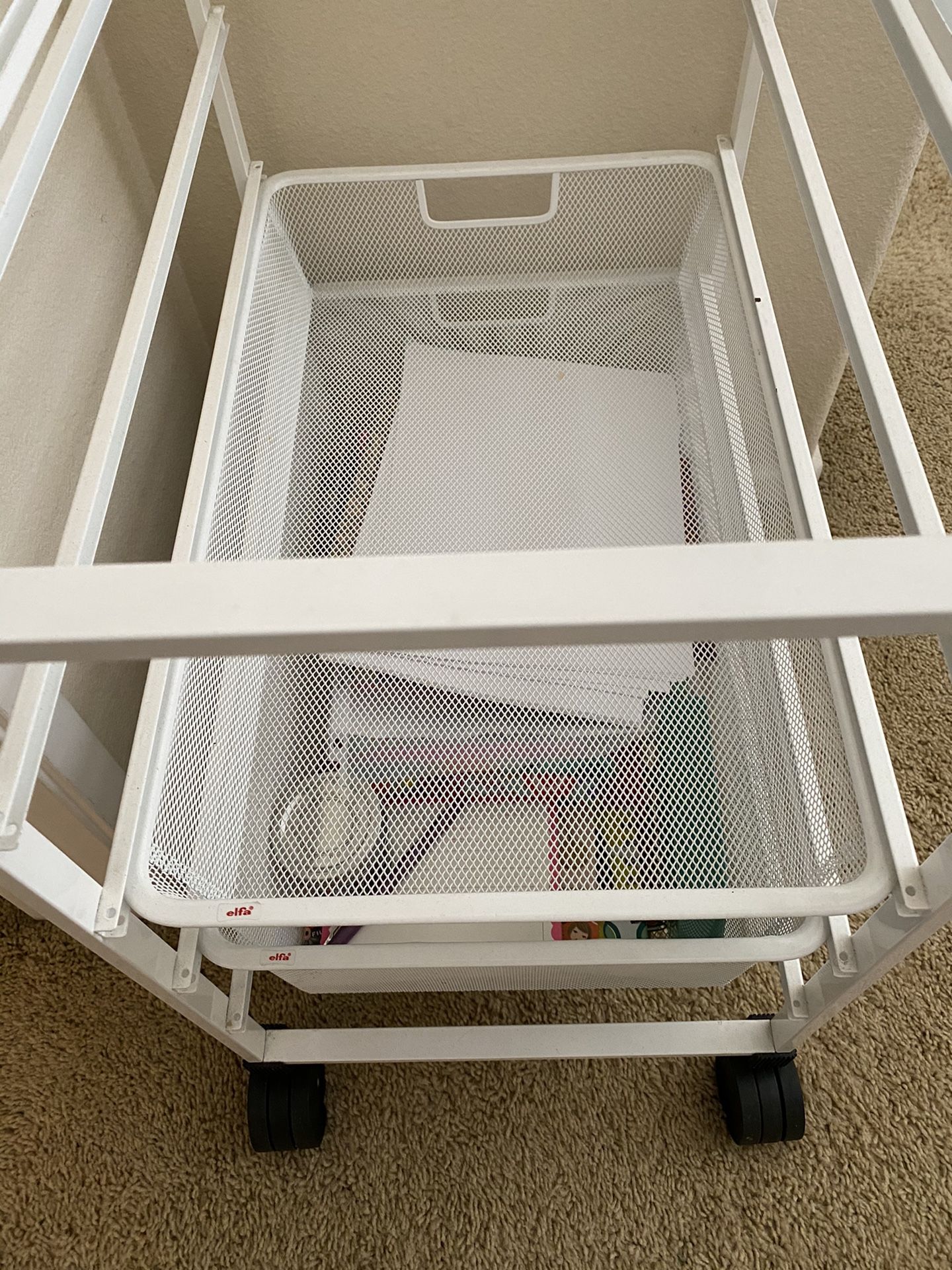 Elfa Letter-Size File Cart Platinum SKU#: 10036477 $109.99 14" x 21" x 24-3/4" h