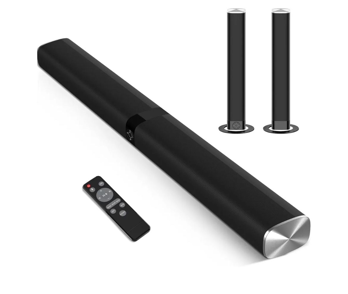 Assistrust Sound Bars for TV, Bluetooth 5.0 soundbar, 32 inch TV Sound Bar with 4 Drivers, Wired & Wireless Soundbar with HDMI(ARC)/Optical/AUX Connec
