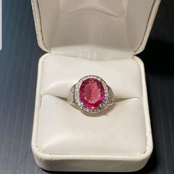 Pink Tourmaline Ring Set In Sterling Silver 