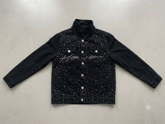 Black Jean Jacket with Gems 10-12Medium