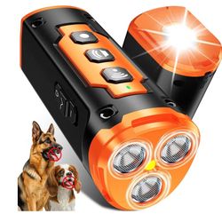 1-Touch Dog Bark Deterrent Devices with 3 Sonic Heads,Portable 50ft Range Anti Barking Device for Dogs,Rechargeable & Safe Dog Training Tool with Flas