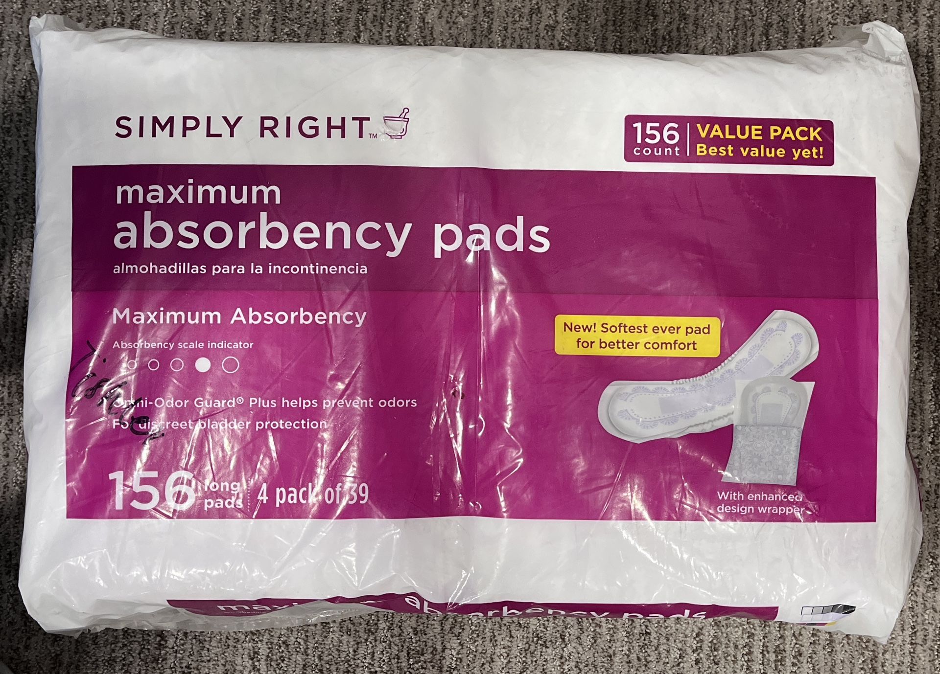 156 NEW - Sams Club Maximum Absorbency Pads