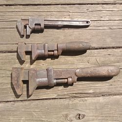 3 Vintage Sturdy  Metal Monkey Wrenches, All Work Great. $15.00.