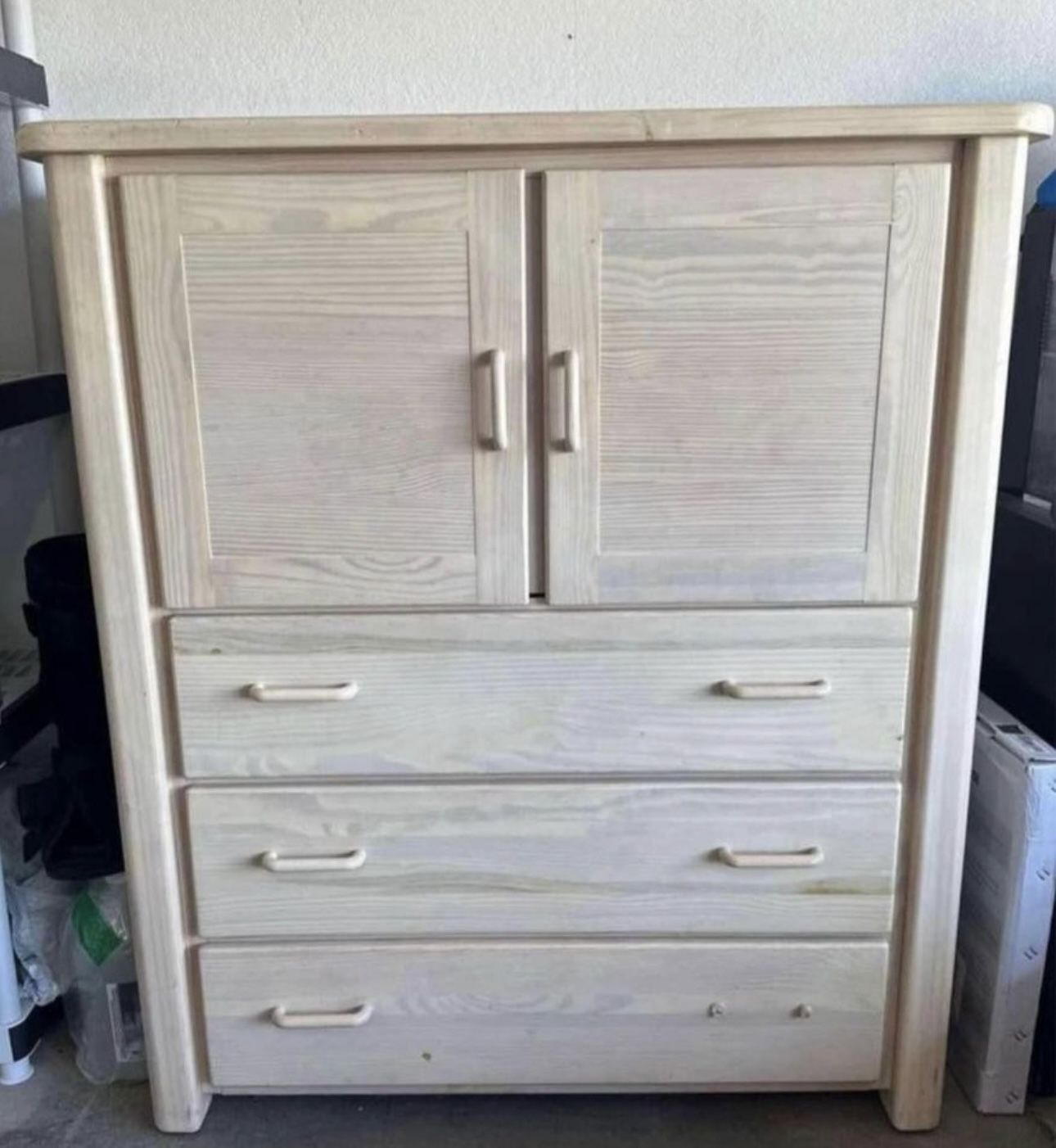 3 drawer dresser + storage cabinet