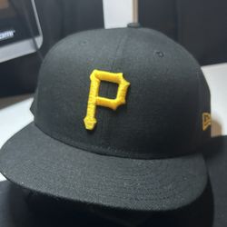 6 New  Fitted Hats Mostly With Stickers  7 5/8