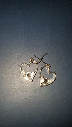 Silver and crystal heart earrings