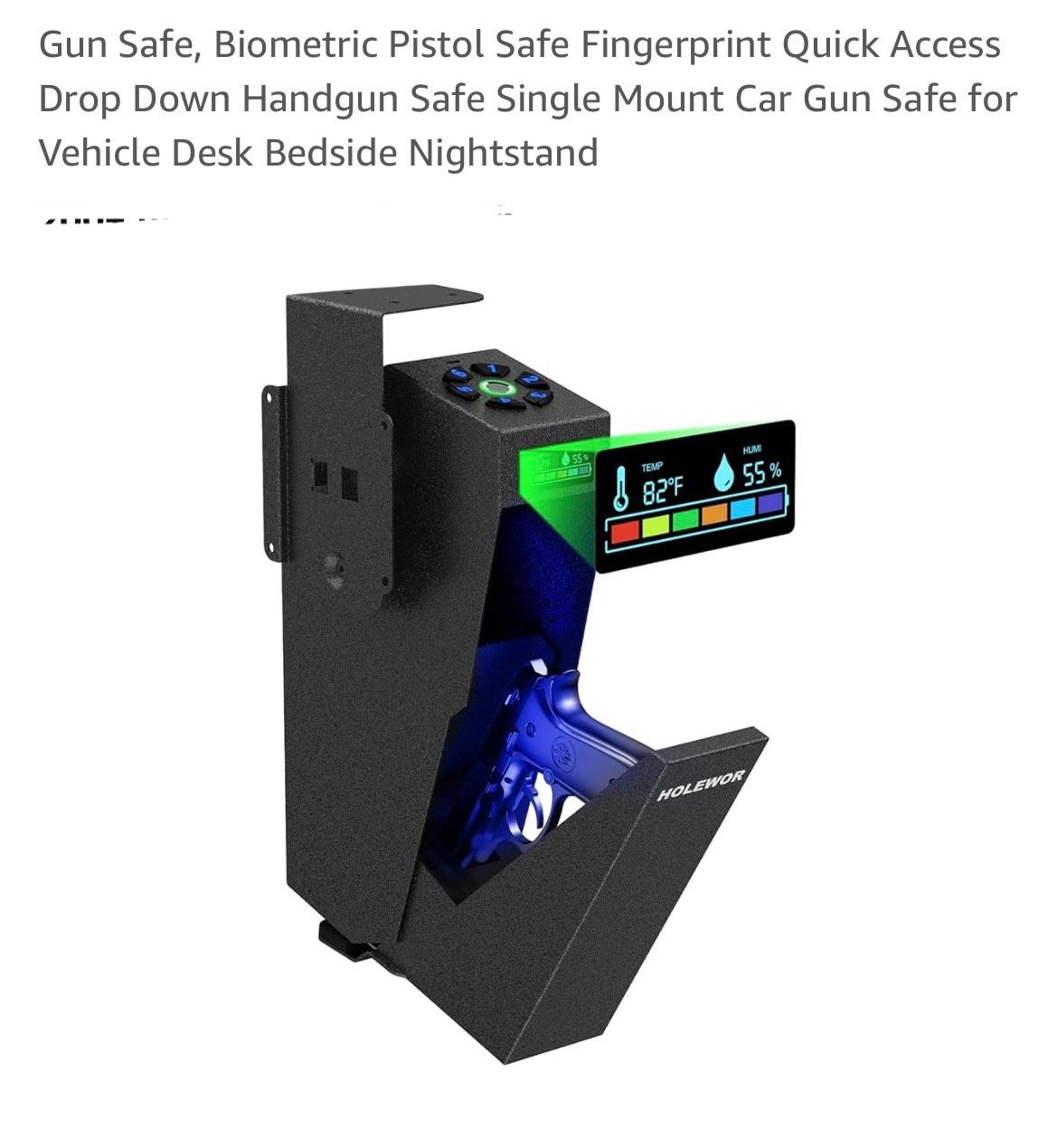 Gun Safe, Biometric Pistol Safe Fingerprint Safe Car Gun