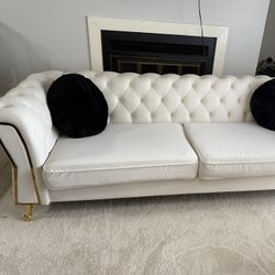 Living room, couch, white and gold
