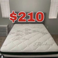 BRAND NEW “LUXURY EURO PILLOW TOP BAMBOO” MATTRESSES 💯 COLCHONES NUEVOS PILLOW TOP 💯  💥12 inches thick 💥   Queen $210❌ $270 With Box Spring 💥  FU