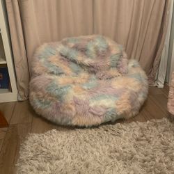 Pottery Barn Large Unicorn Faux Fur Bean Bag Chair Slipcover Only