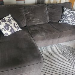 91" 3-Seater Couch, Reversible Chaise, Living Spaces, Dark Gray