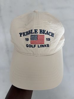 Pebble Beach Golf Links Hat 1919 Embroidered American Flag Khaki Colored