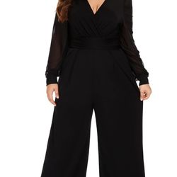 Brand New Women’s Plus Size V-Neck Wide Leg Pants Jumpsuit 3X 