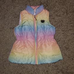 Girl's Juicy Couture Zip Up Rainbow Puffer Vest (Size 24 Months)