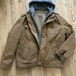 Men's Levi's® Washed Cotton Sherpa-Lined Hooded Trucker Jacket Size XL