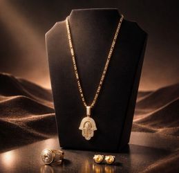Jewelry Yellow Gold Filled Valentino Necklace& Hamas Pendant