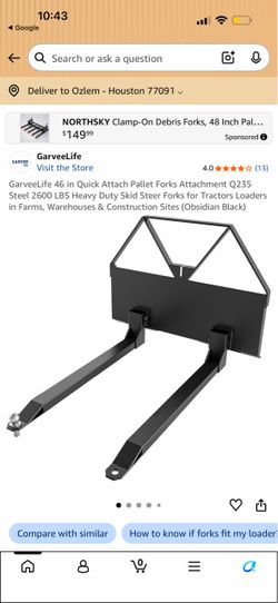 GarveeLife 46 in Quick Attach Pallet Forks Attachment Q235 Steel 2600 LBS Heavy Duty