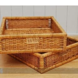 Matching Square/rectangular wicker storage baskets 17.5" x 17.25" x 5.25"