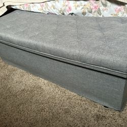 Grey Fabric Storage Ottoman