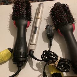 2 Revlon  Dryer and Hot Air Brush & Remington 1" Flat Iron