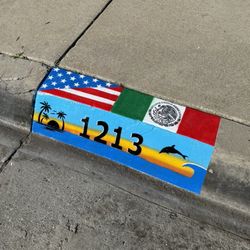 Curb Number Sunset Combo With American Flag X Maxican Flag 