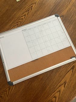 Nice Framed Calendar Dry Erase White Board / Bulletin Board - Great for Office or College!