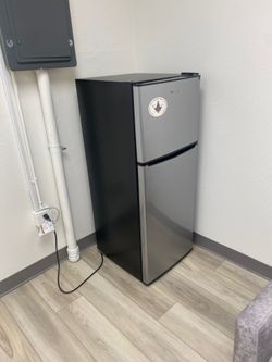 Silver and Black Refrigerator