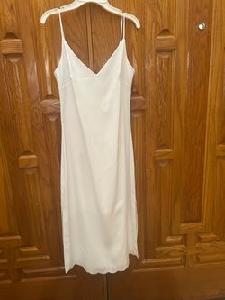 White Satin Slip Midi Dress
