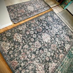 Loloi Cassandra Rugs – Matching Set (Charcoal/Rust) – Excellent Condition