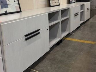 Low Profile Office Storage Cabinet with Shelves