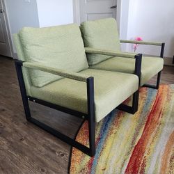 Set of 2 Green Armchairs