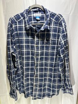 columbia blue plaid Cotton long sleeve button up shirt XXL