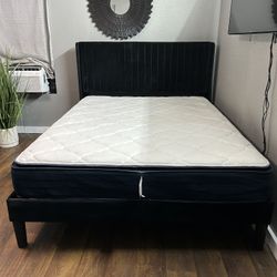 Velvet Queen Bed With Frame 