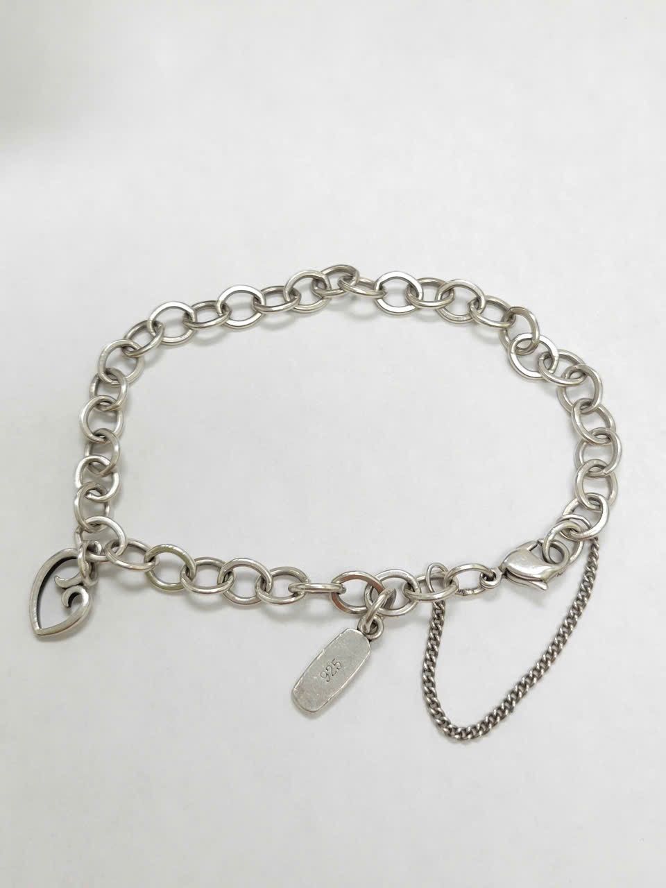 James Avery Forged Silver Link Charm Bracelet sz L with mother’s love charm