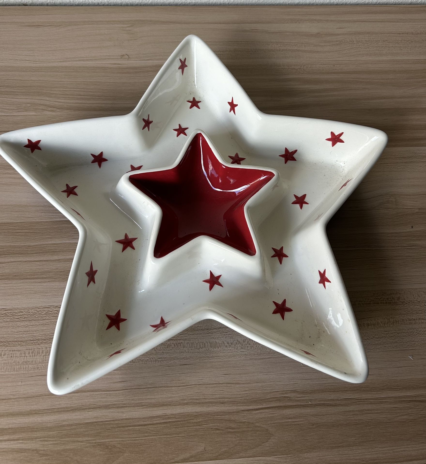 Vintage Large SONOMA Star Shaped Ceramic Chip and Dip Bowl Retro 4th of July Patriotic