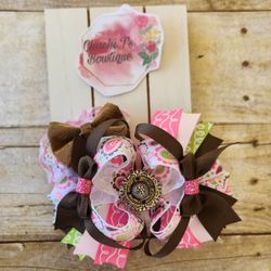 Pink Cowgirl Themed Boutique Bow