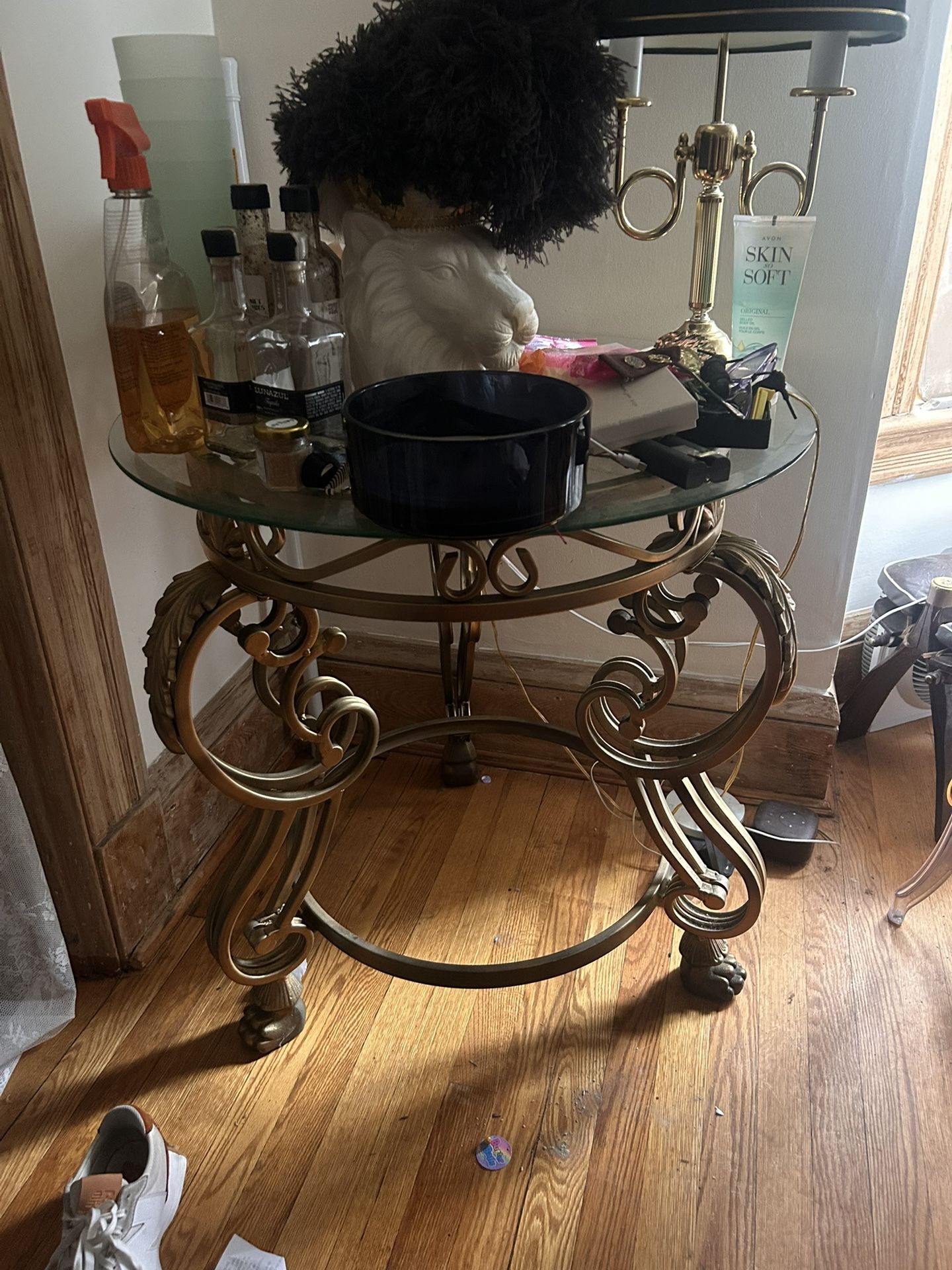 Antique Painted Gold End Table $150