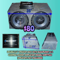 CUSTOM WOOD SPEAKER BOX WITH BLAUPUNKT AMPLIFIER MODEL: AMP7502 