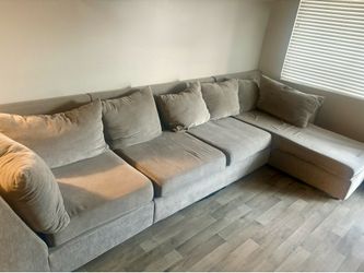 GREY MODULAR SECTIONAL SOFA AND CHAISE