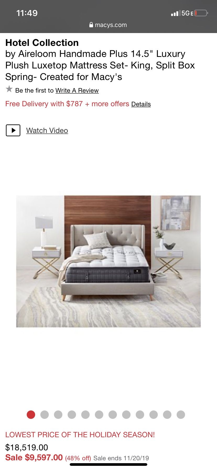 King Size Macy's Mattress Sets Hotel Collection Handmade Plus