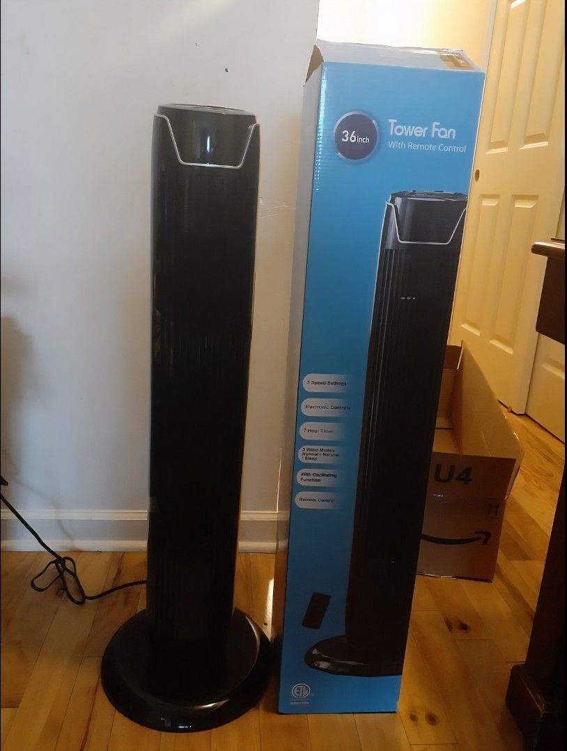 Tower Fan, Oscillating Quiet Cooling Fan Tower with LED Display, Timer and Remote, Built-in 3 Modes and Speed Settings, Portable Stand Floor Fans Safe