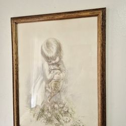 VINTAGE SIGN AND NUMBERED LITHOGRAPH BY MARILYN ZAPP , "HUGS"